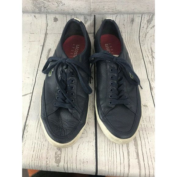 Lacoste Haneda Blue Leather Athletic Casual Shoes - Picture 5 of 11